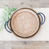 Round Wood & Seagrass Tray