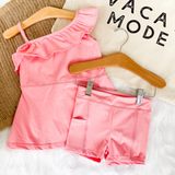 Bubble Gum & Pink Dress & Shorts Set