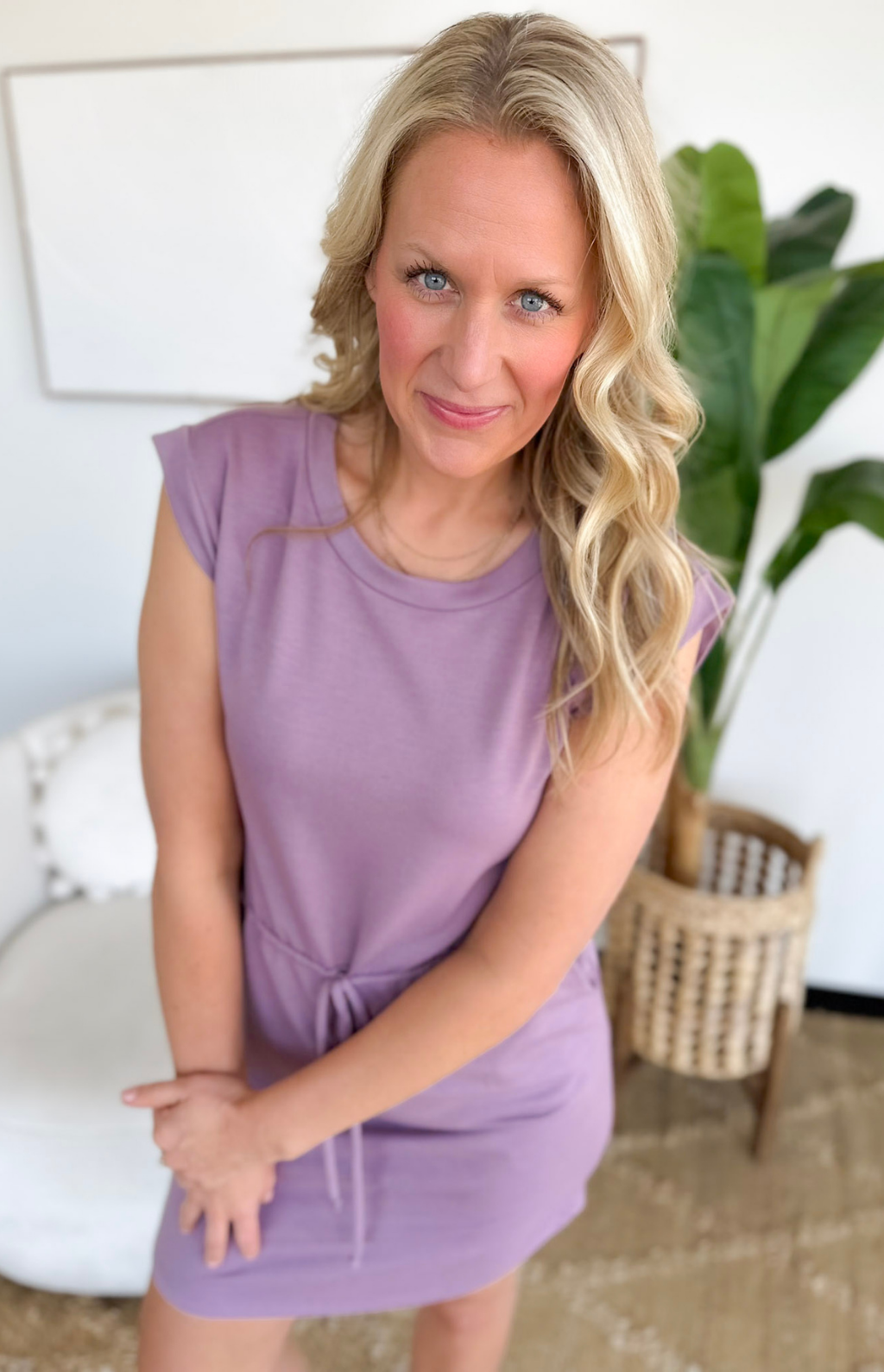 Classic Dark Lavender Short Sleeve Mini Dress XL Classic Dark Lavender Short Sleeve Mini Dress XL