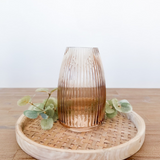 Ribbed Amber Glass Vase