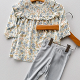 Smocked Ruffle Floral Dress & Leggings