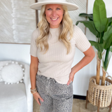 Ribbed High Neck Knit Sweater Top