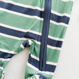 Rugby Stripe Green & Navy Footie
