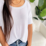 Hadley White Knit Short Sleeve Top