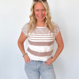 Wide Crewneck Extended Short Sleeve Sweater