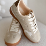 Oatmeal Contrast Lace Up Sneakers