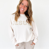 Cream/Taupe Jesus Long Sleeve Top