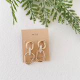 Dangle Metal Earrings with Pave Link