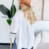 Annie Button Front White Shirt-Curvy