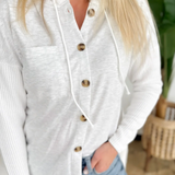 Heather Grey/White Button Hooded Shacket