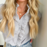 Ruffle Button Down Striped Top