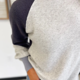 Mock Neck Color Block Grey/Navy Sweater
