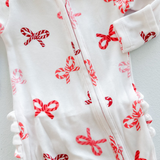 Bow Ribbed Ruffle Footie