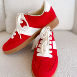 Parker Lace Up Sneakers-Red