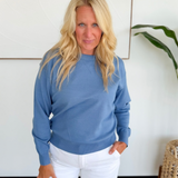 Blue Heavy Knit Pullover Sweater