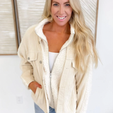 Corduroy/Sherpa Zip Up Jacket (2 Colors)