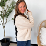 Black/Cream Color Block Knit Sweater