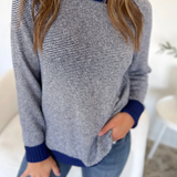 Navy & Ivory Pinstripe Knit Sweater