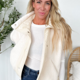 Cream Fleece Button Vest