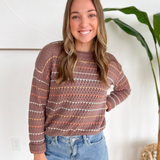 Coco Colored Thin Striped Crochet Sweater