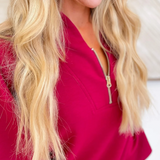 Half Zip V-Neck Pullover (4 Colors)