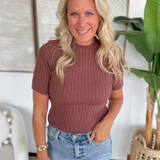 Ribbed High Neck Knit Sweater Top