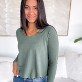 Nori Bubble Hem Long Sleeve Top