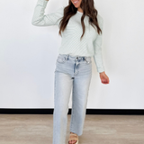 Pinstripe Long Sleeve Knit Top (2 Colors)