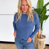 Denim Blue Waffle Knit Sweater