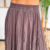 Dark Brown Crinkle Maxi Skirt