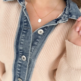 Denim Contrast Ribbed Cardigan