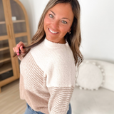 Mocha & Ivory Soft Knit Color Block Sweater