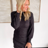 Black Soft Knit Long Sleeve Midi Dress