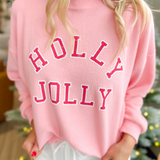 Holly Jolly Pink Waffle Knit Crewneck