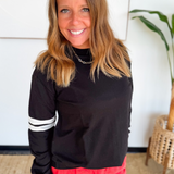 Black Tunic Striped Sleeve Top