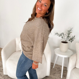 Mocha Crew Neck Boxy Sweater