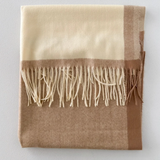 Two Tone Plaid Cashmere Scarf with Tassel