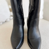 Black Mid-Calf Western Boots