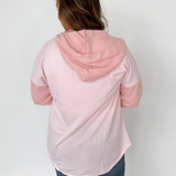 Two Tone Pink Button Hooded Shacket