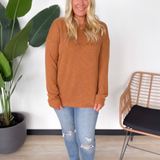 Teagan Ribbed Rust Long Sleeve Top-Curvy