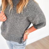 Charcoal 1/2 Sleeve Knit Sweater