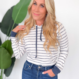 Sarah Striped Hooded Pullover