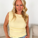 Lemon Textured Side Ruched Detail Knit Top