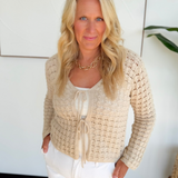 Natural Crochet Bow Tie Cardigan