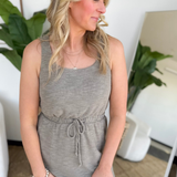 Khaki Round Neck Mini Dress