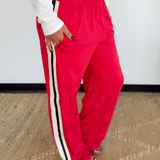 Red Buttery Soft Side Stripe Pants