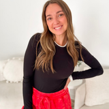 Black Long Sleeve White Trim Top