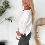 Ivory Drop Shoulder Knit Top