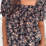 Smocked Floral Puff Sleeve Top
