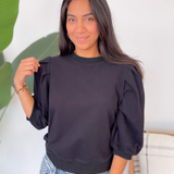 Angela Black Puff Sleeve Top